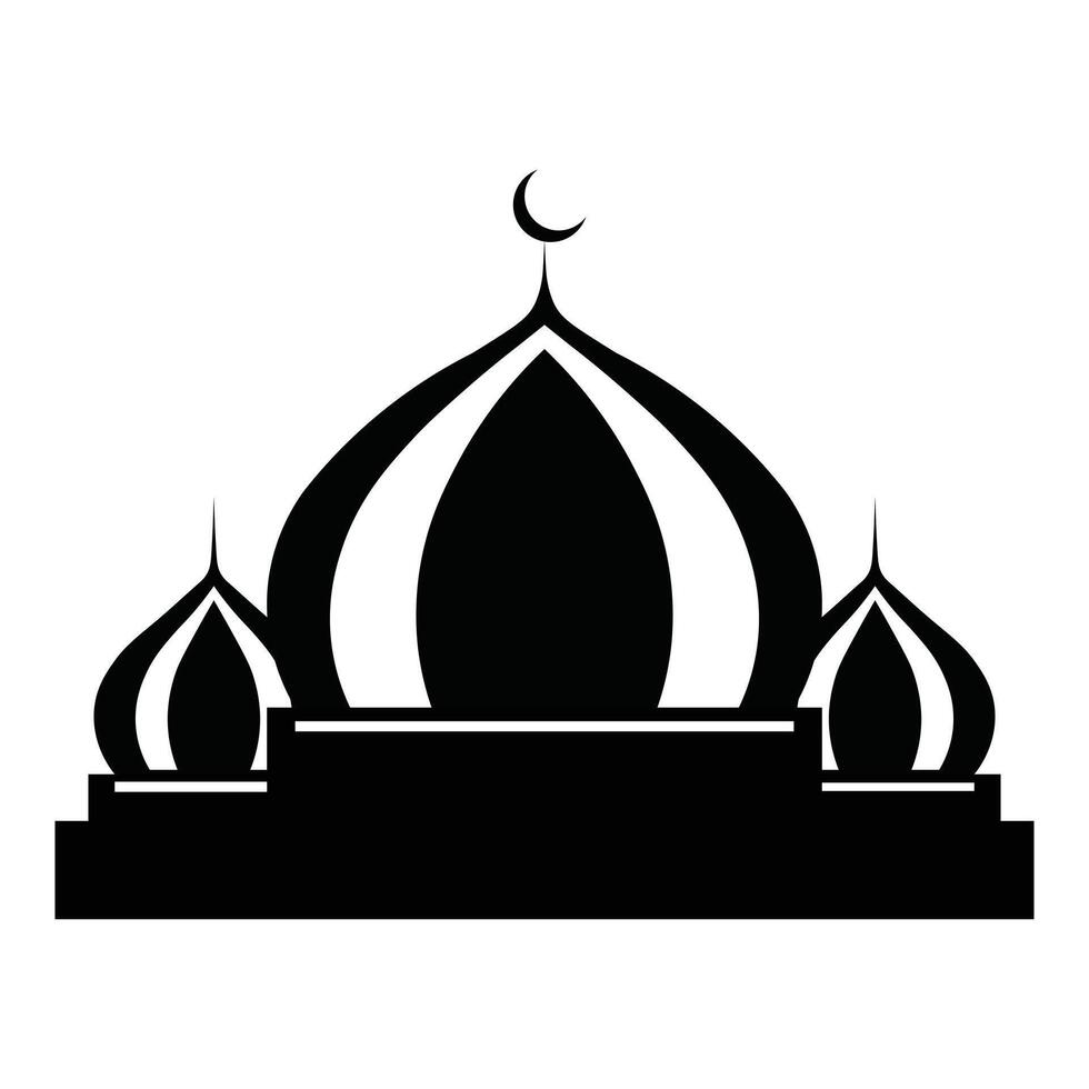 Black silhouette mosque on white background. vector