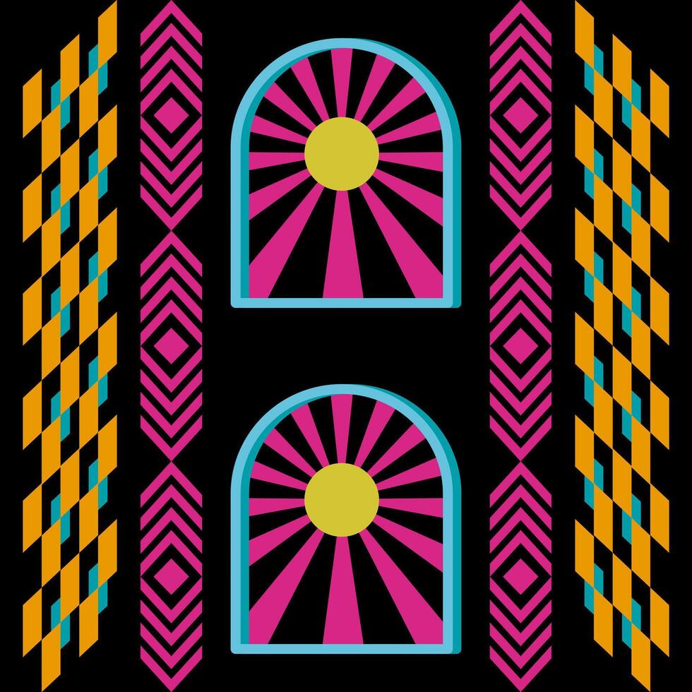 Geometry Coloured Sun Artwork Wallpaper And Symmetry Abstract motif. vector