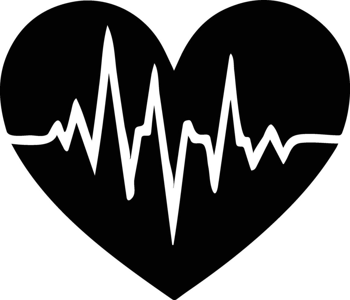 heartbeat icon with a black heart shape vector