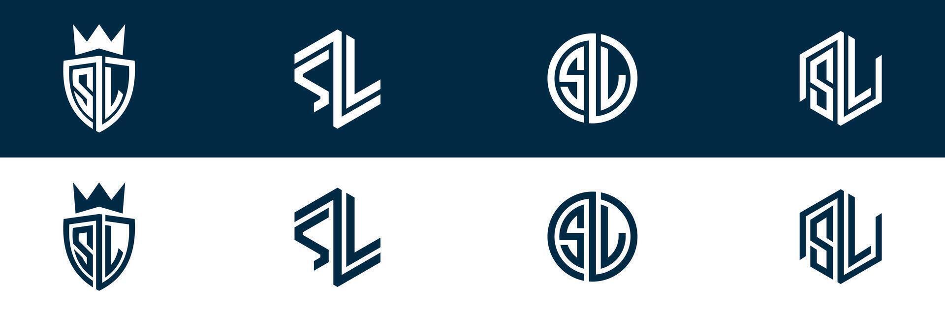 SL LS letter logo set design vector