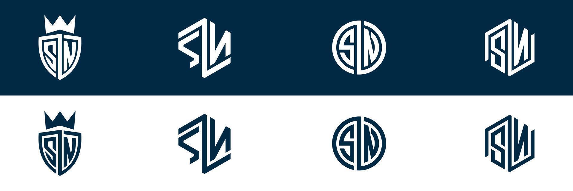 SN NS letter logo set design vector