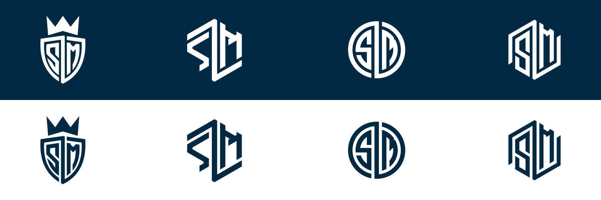SM MS letter logo set design vector