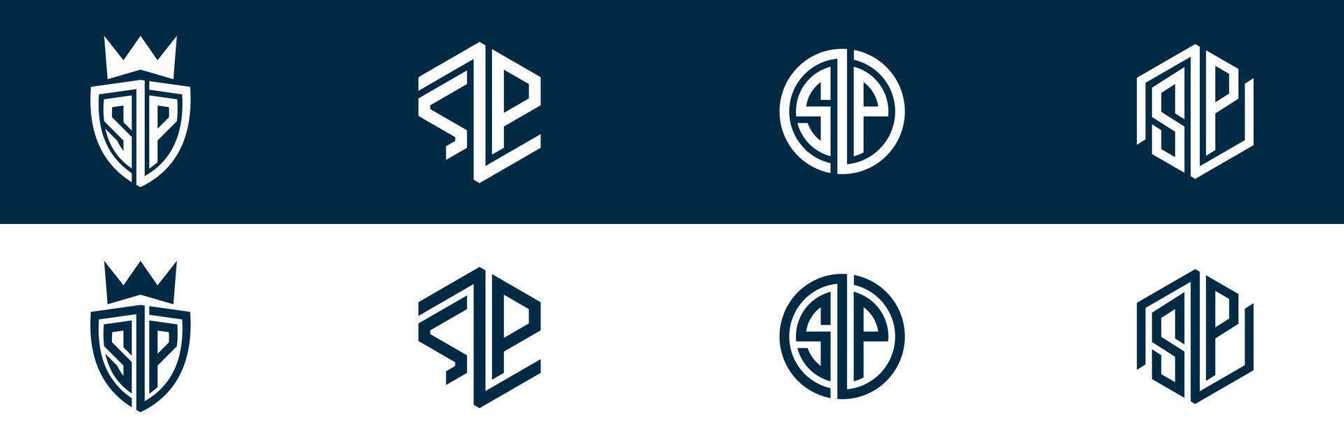 SP PS letter logo set design vector