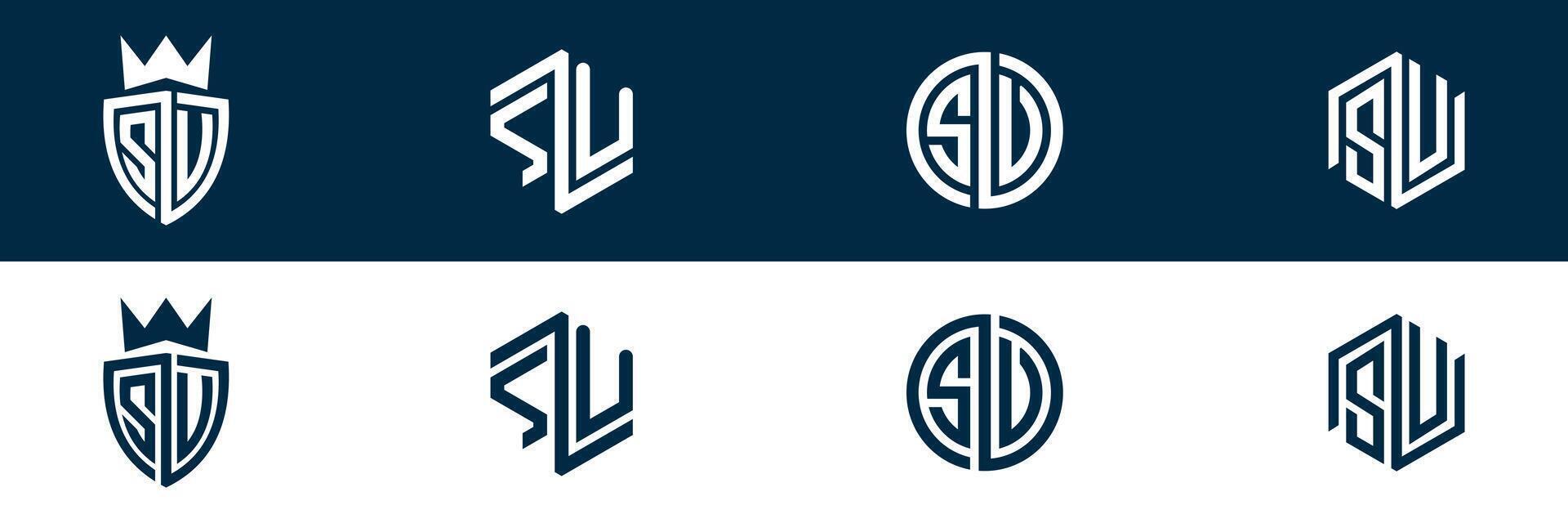 SV VS letter logo set design vector