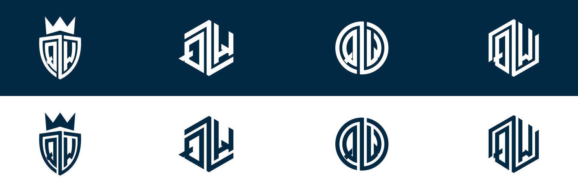 QW WQ letter logo set design vector