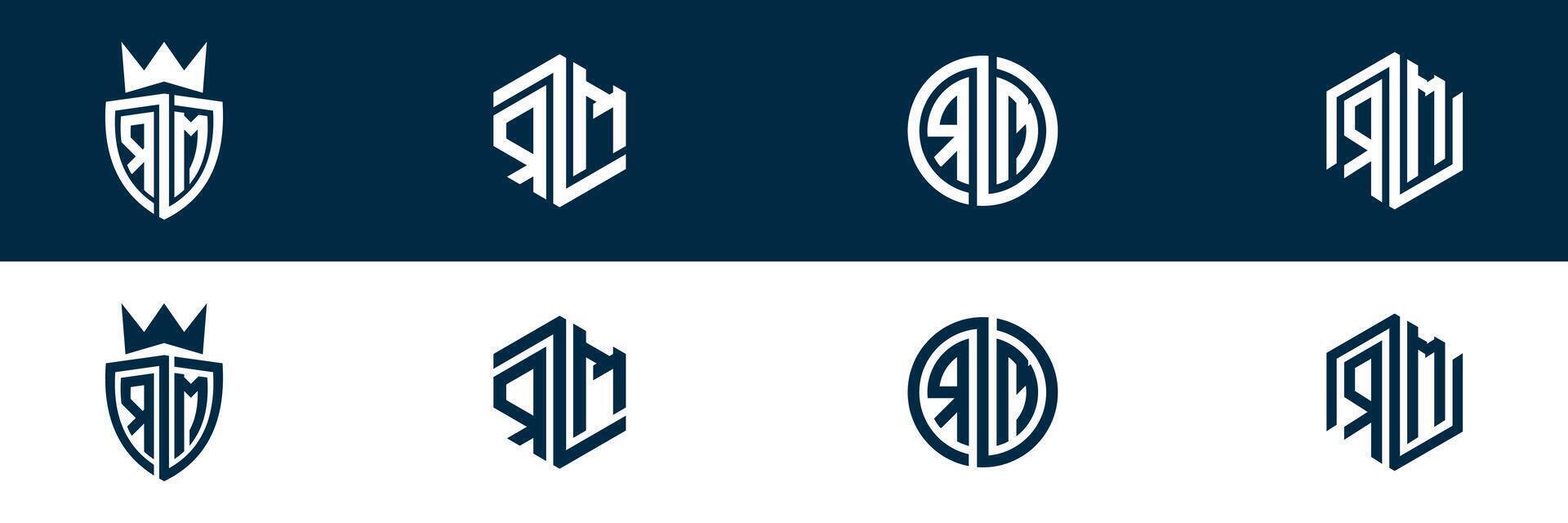 RM MR letter logo set design vector