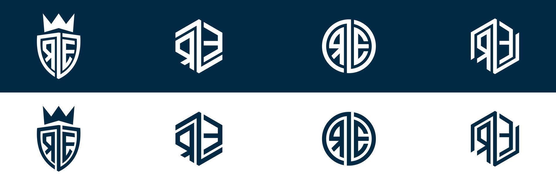 RE ER letter logo set design vector