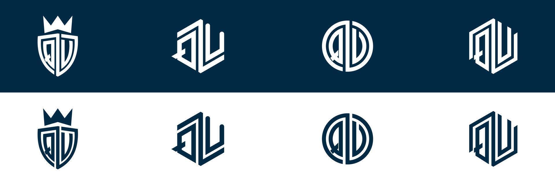 QV VQ letter logo set design vector