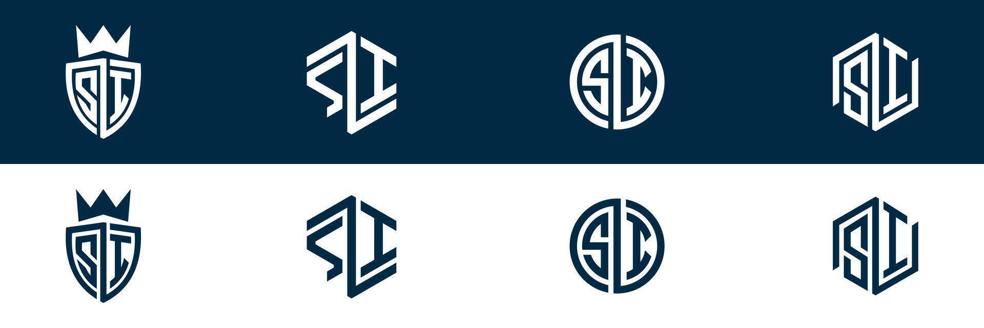 SI IS letter logo set design vector