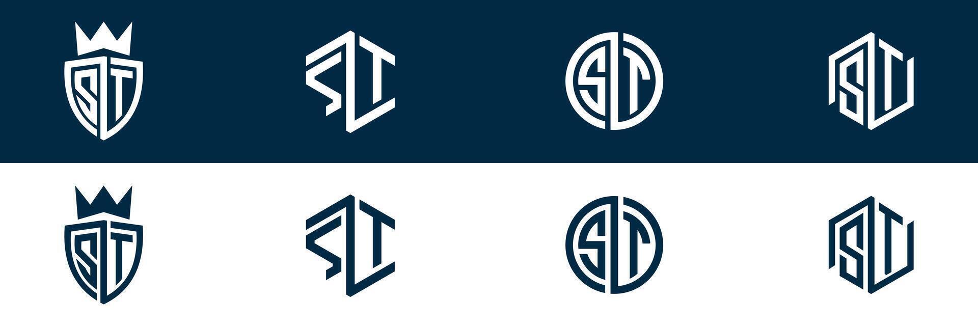 ST TS letter logo set design vector