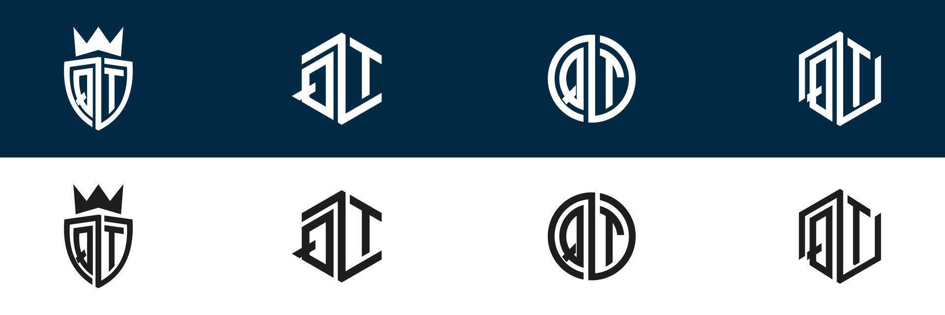 QT TQ letter logo set design vector
