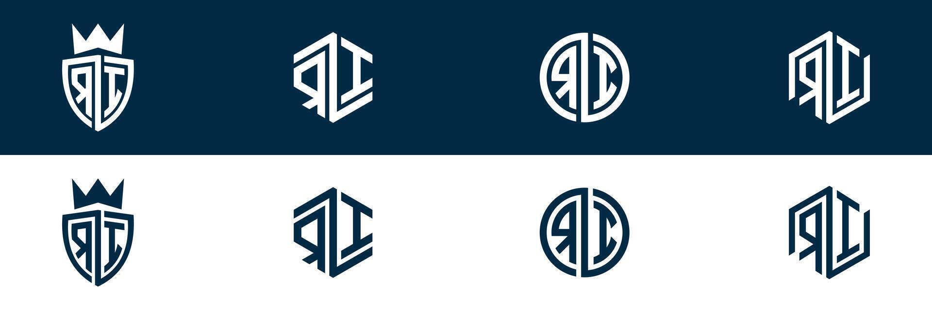 RI IR letter logo set design vector