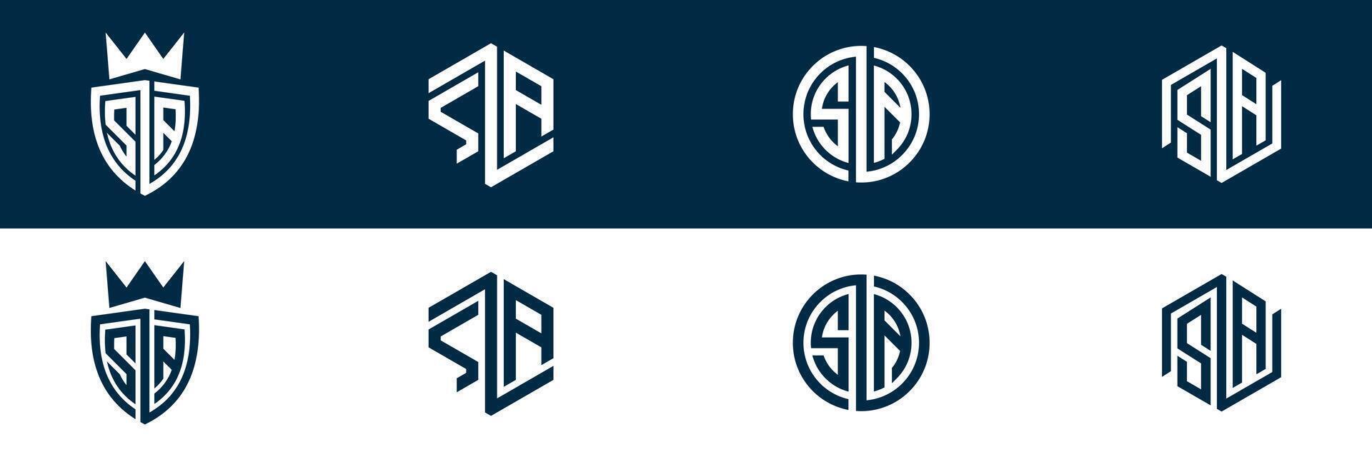 SA AS letter logo set design vector