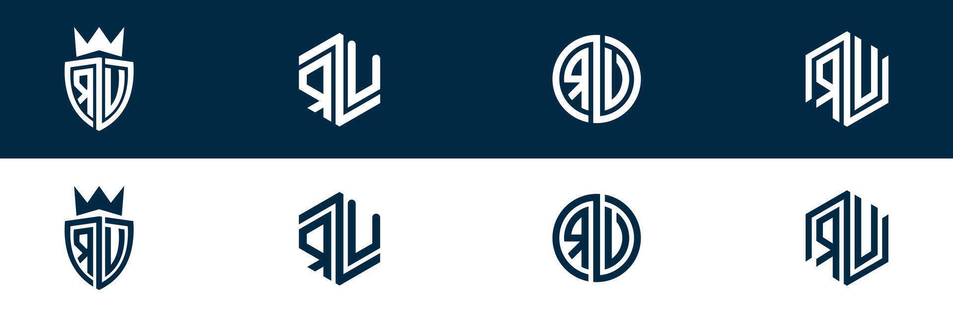 RV VR letter logo set design vector