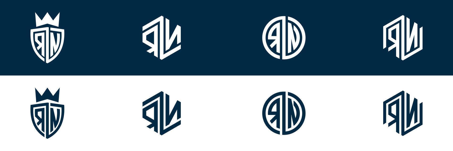 RN NR letter logo set design vector