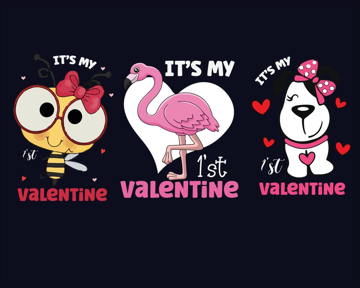 Happy Valentine's Day T Shirt Design Bundle for Impress Your kid vector