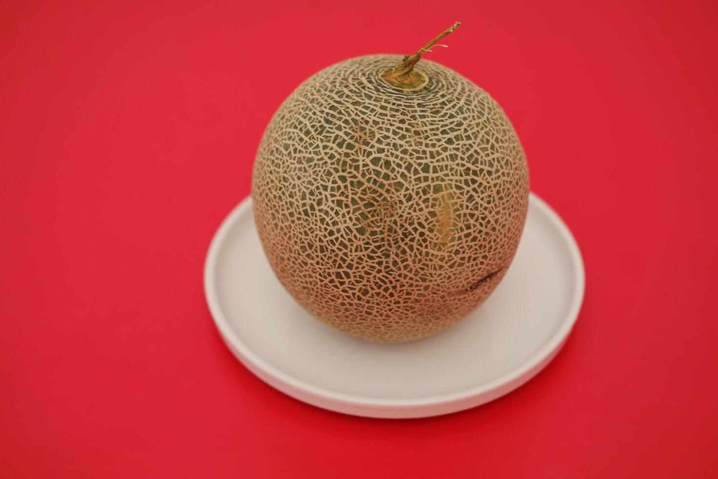 cantaloupe melon on a red background photo