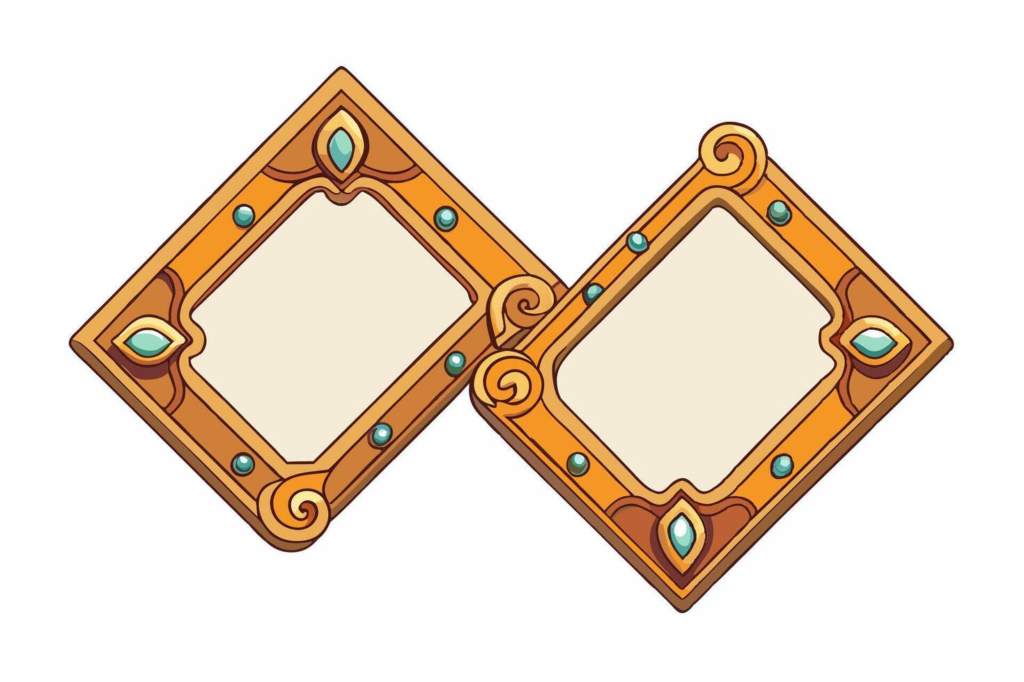 two wooden frames with ornate designs vector