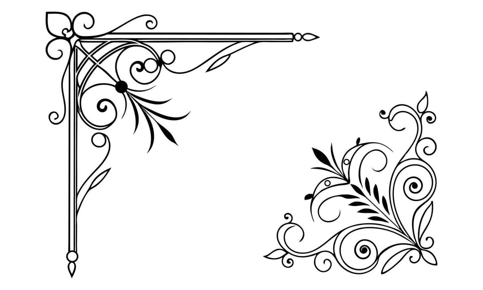 a black and white drawing of a corner bracket vector