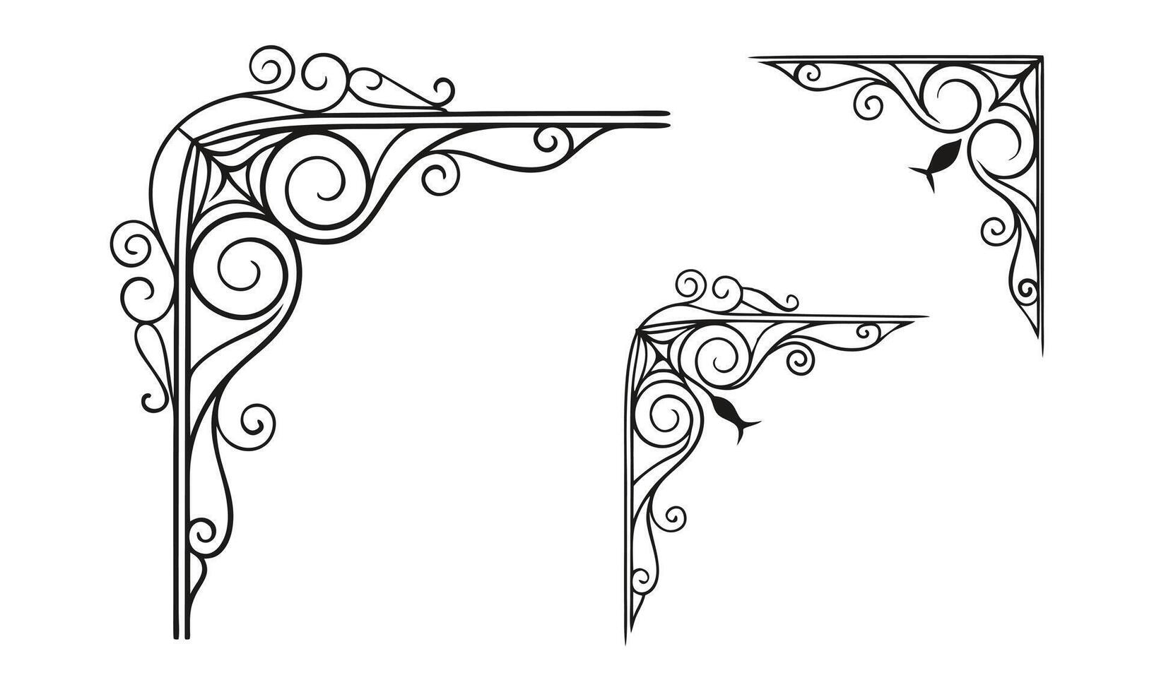 three different ornamental brackets on a white background vector