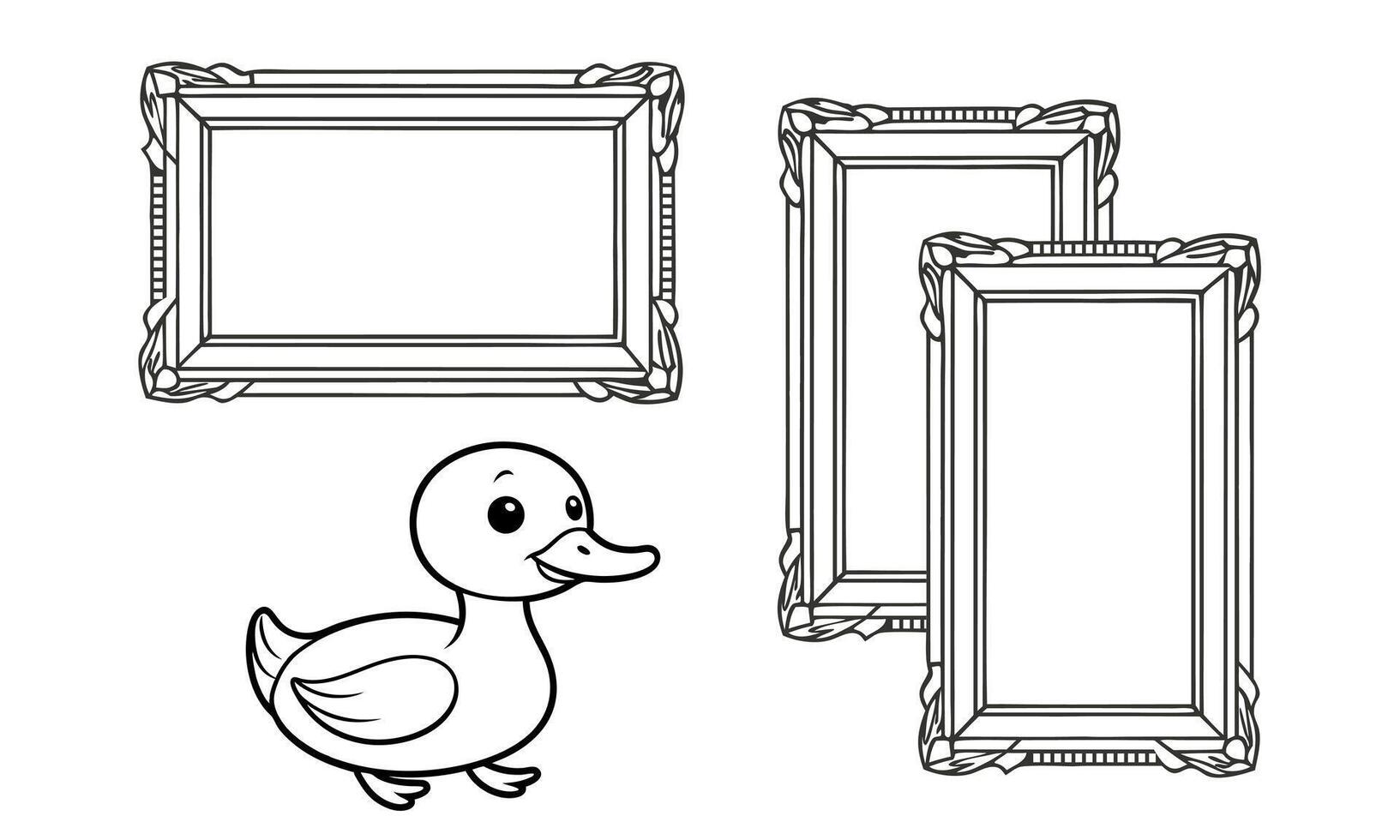 a duck and two frames on a white background vector