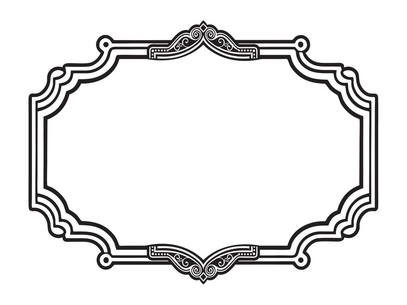 a black and white drawing of a frame with a decorative border vector