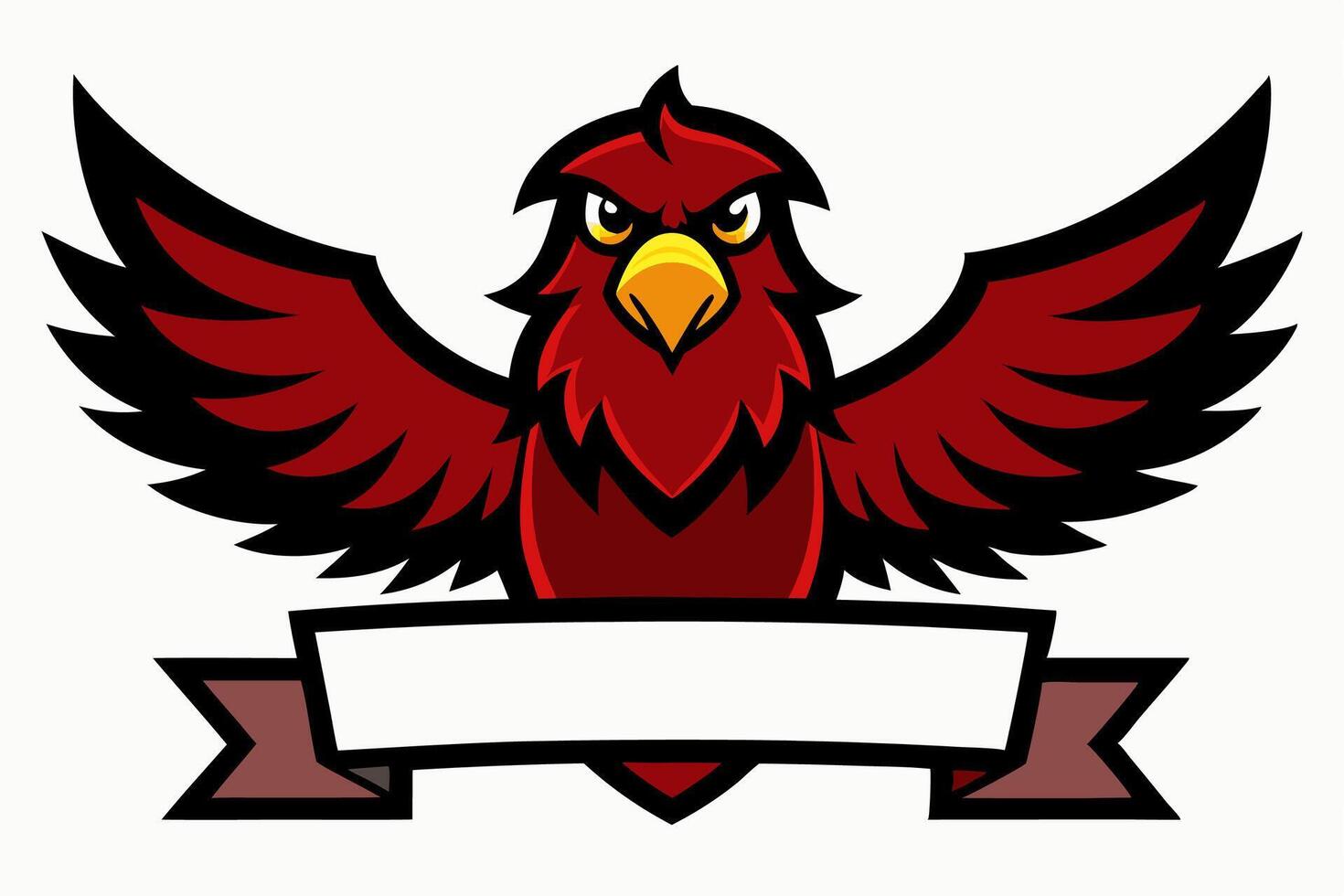 red bird with banner and ribbon vector