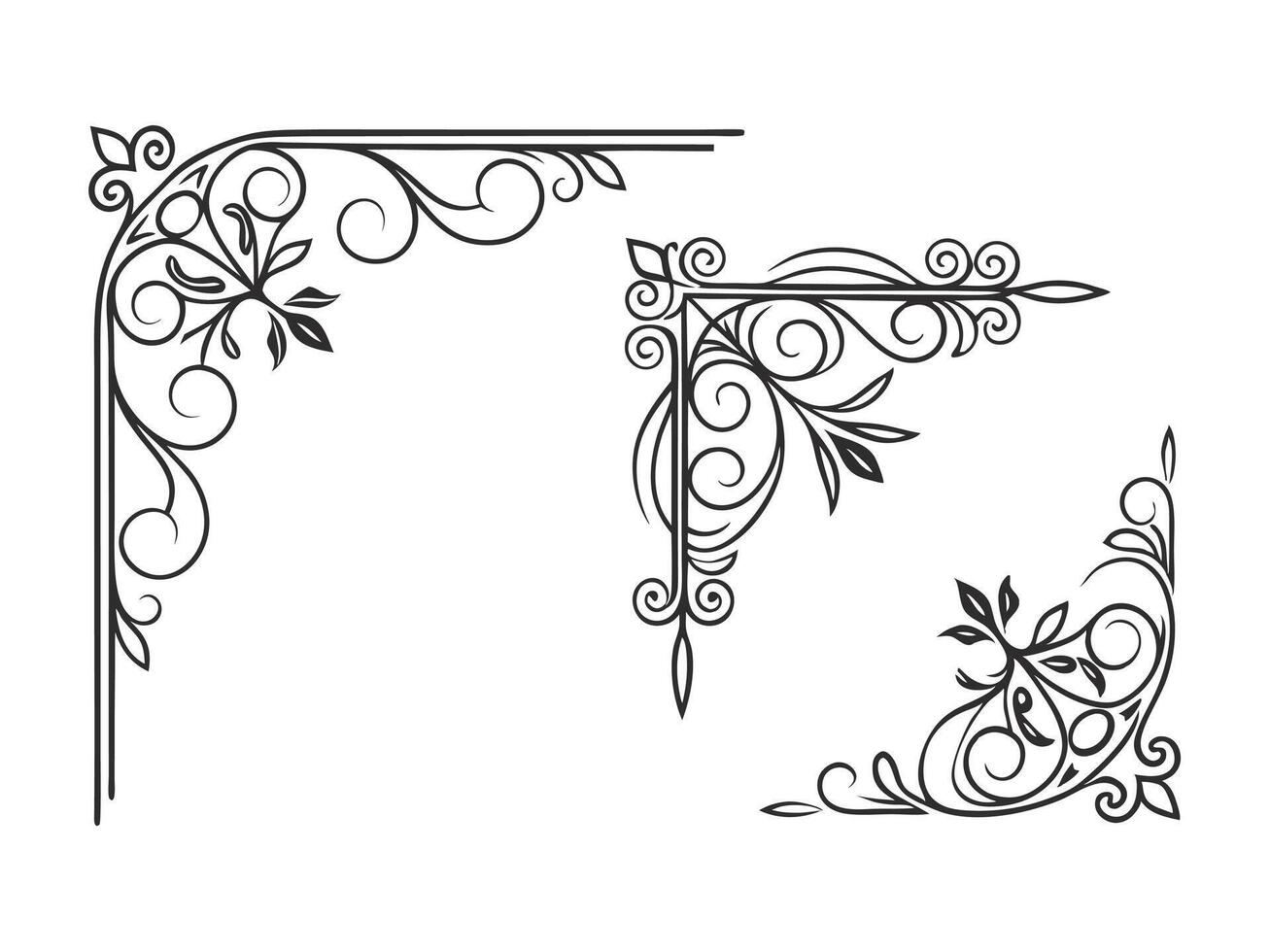 set of decorative corner frames with floral designs vector