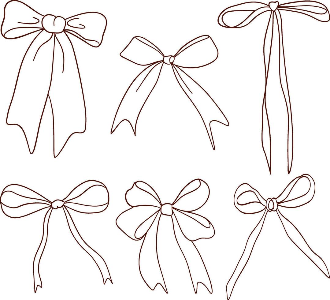 Minimalist Bow Line Art Collection vector