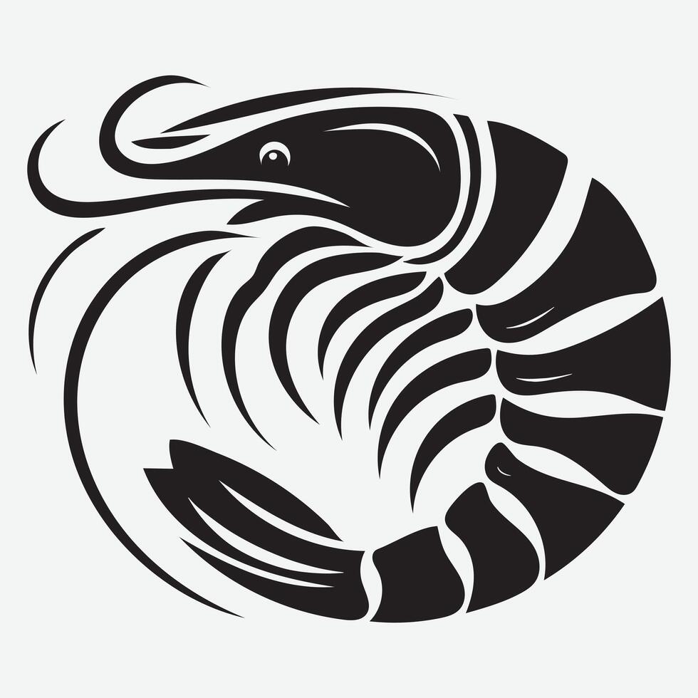 Bold Shrimp Fish Silhouettes Designed for Clean and Artistic Creative Applications vector