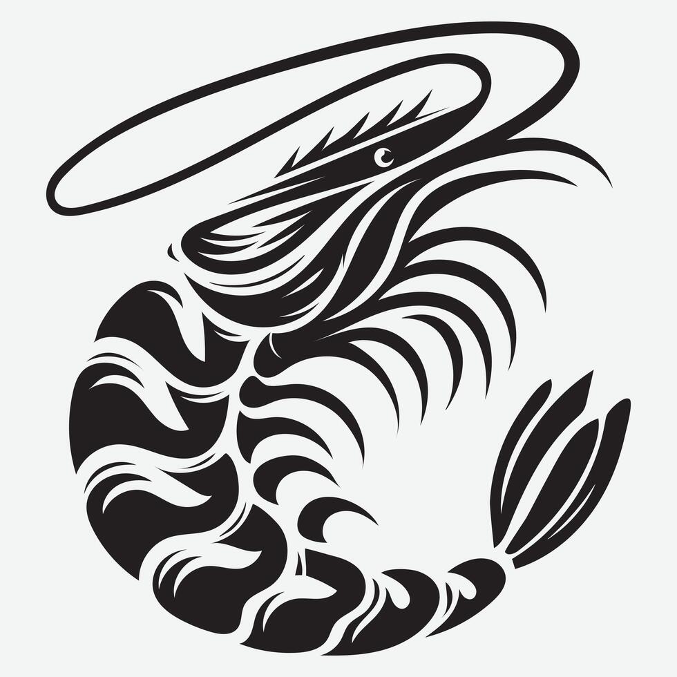 Stylish Shrimp Fish Silhouettes in Modern Black Clip Art Format for Graphic Artists vector