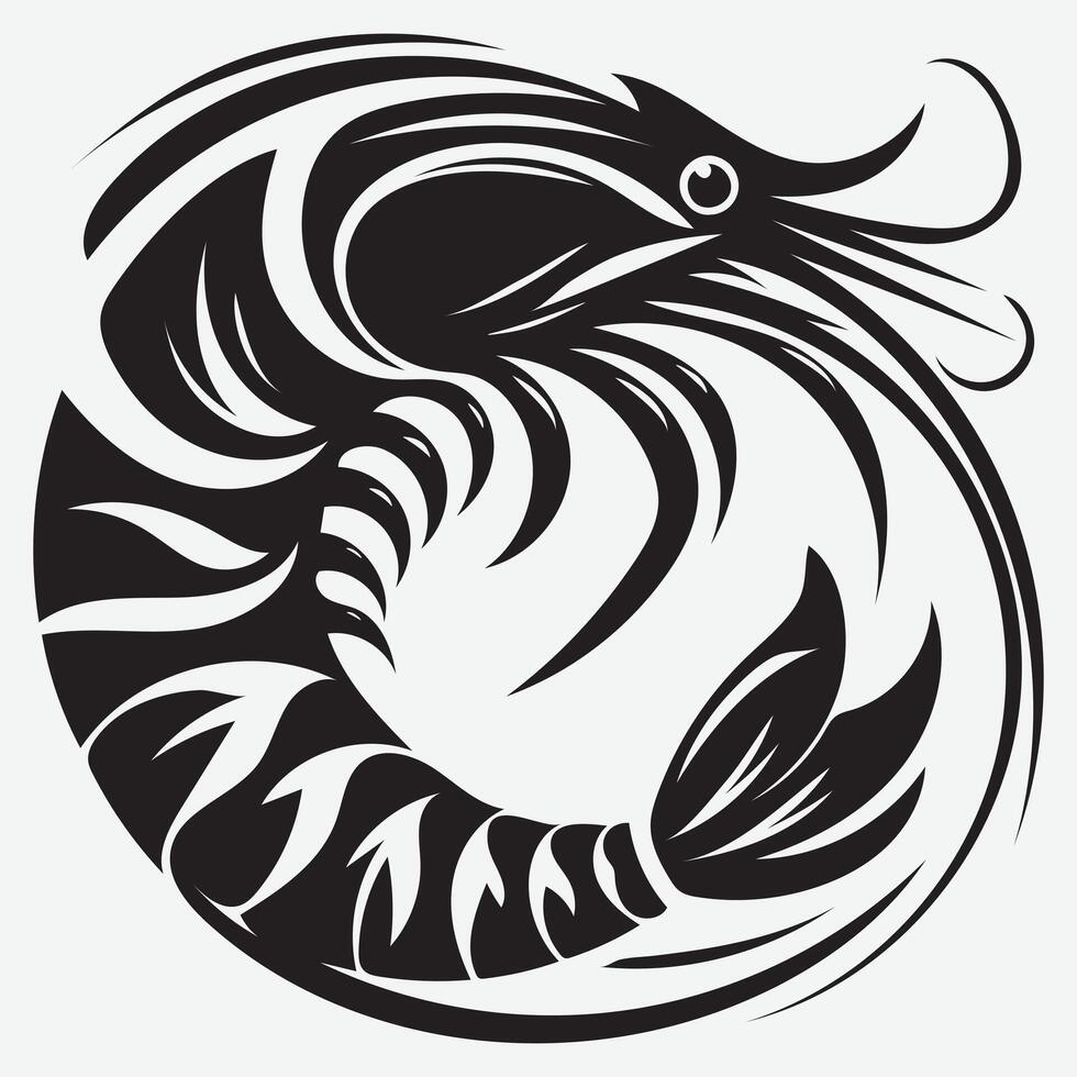 Shrimp Fish Clip Art Silhouette Design for Professional Design Use vector