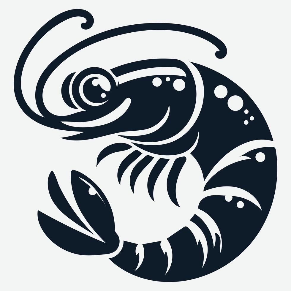 Stylish Shrimp Cartoon Silhouettes Designed for Creative Designers Looking for Bold Art vector