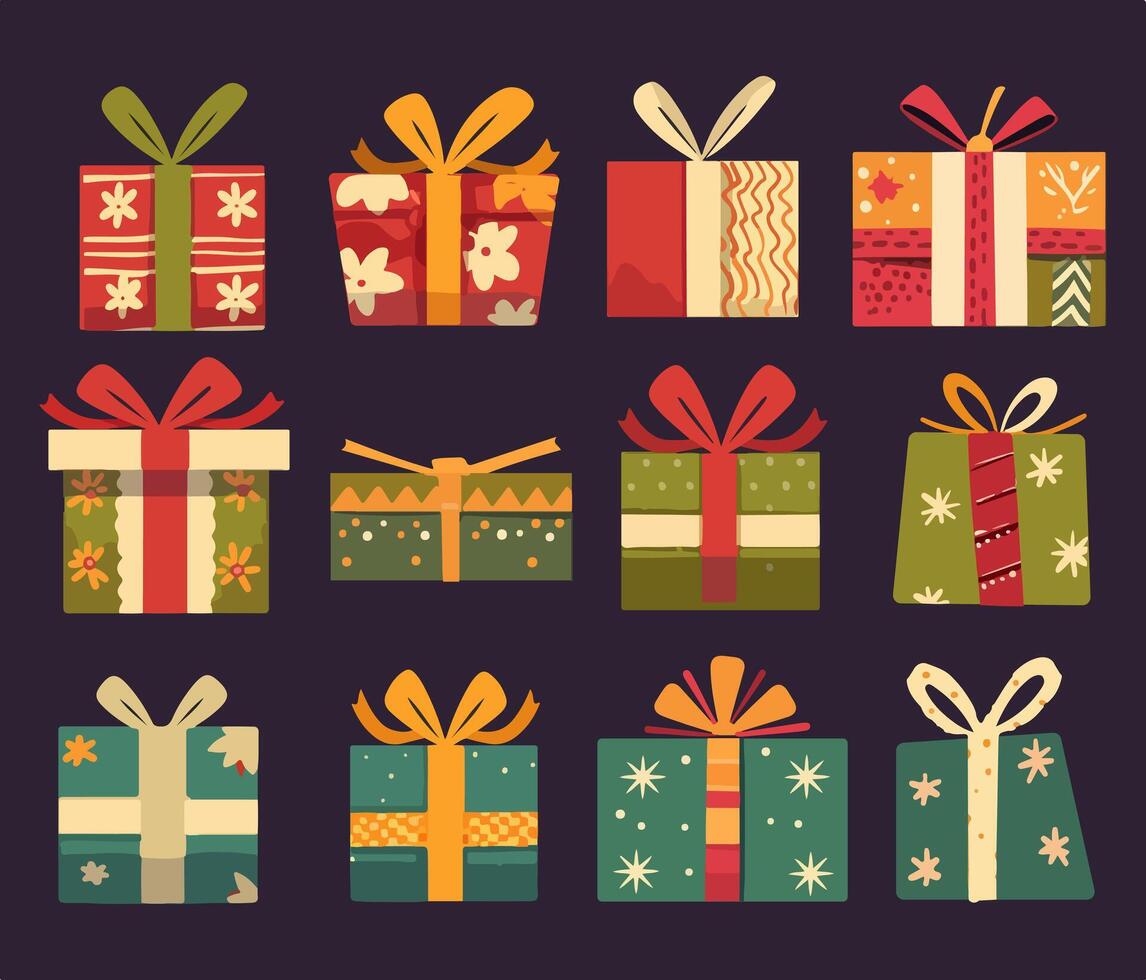 Christmas Gift Boxes, perfect for holiday, celebration, birthday, and festive designs vector
