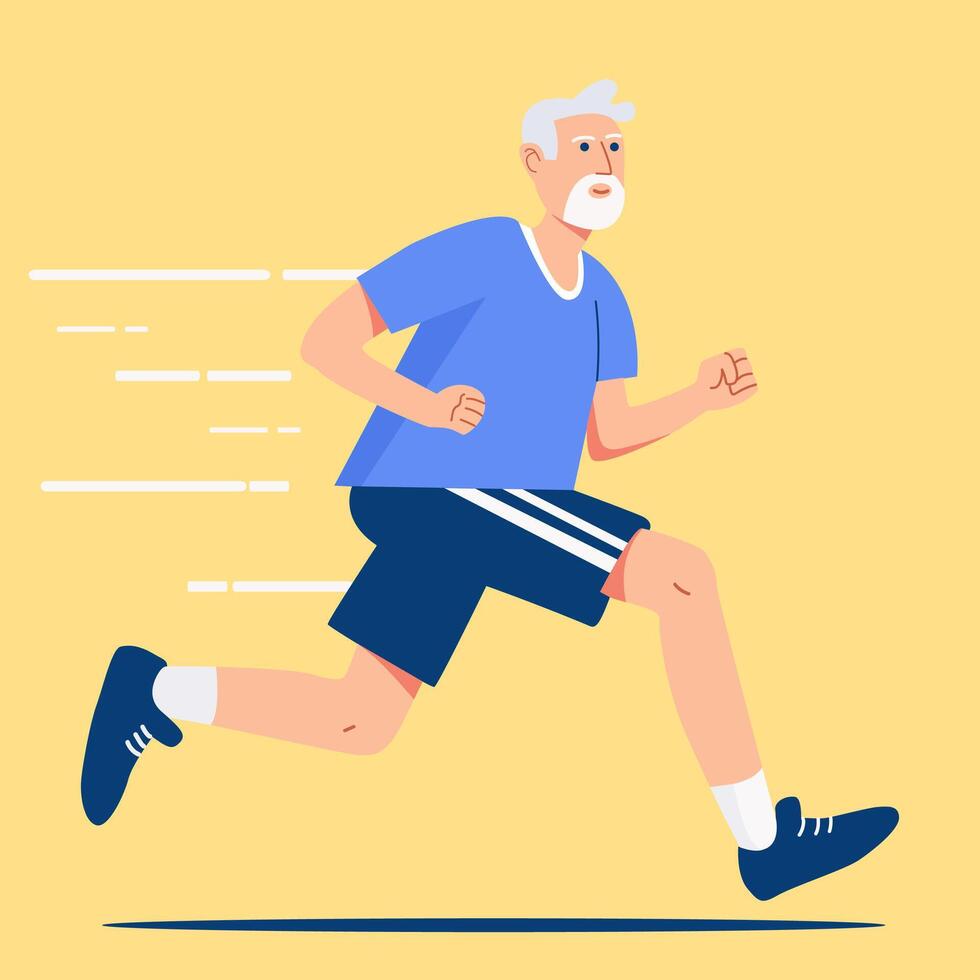illustration of an elderly man running, symbolizing active lifestyle and senior fitness vector