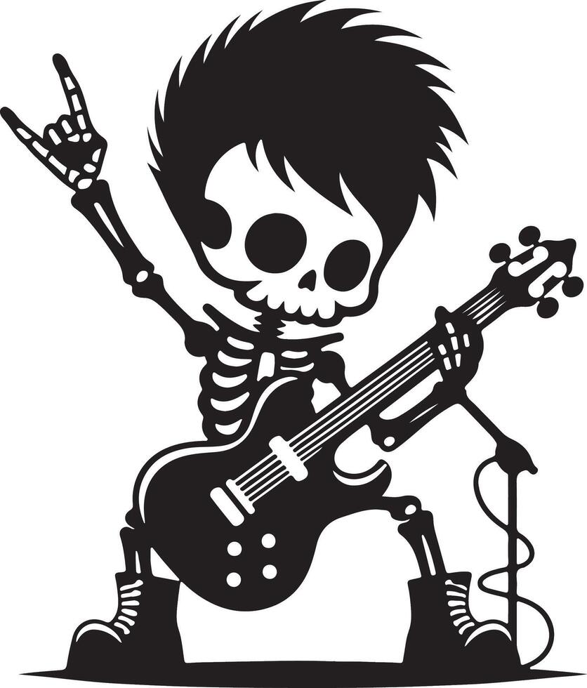 Skeleton Rocker with Electric Guitar vector