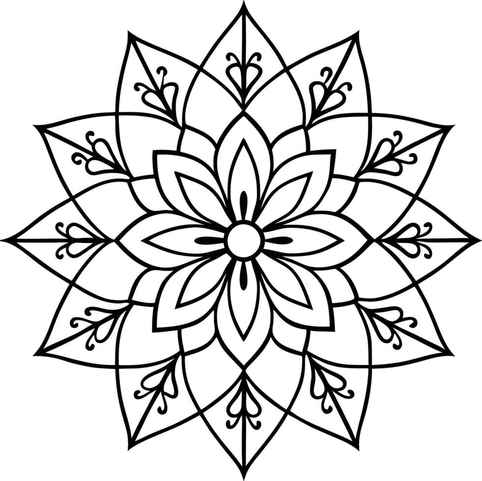 circular ornament of mandala flowers vector