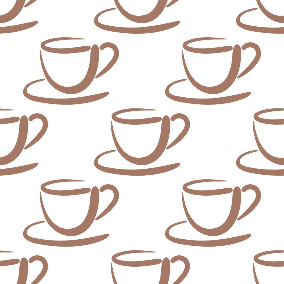 Seamless Pattern With Drawn Cups vector