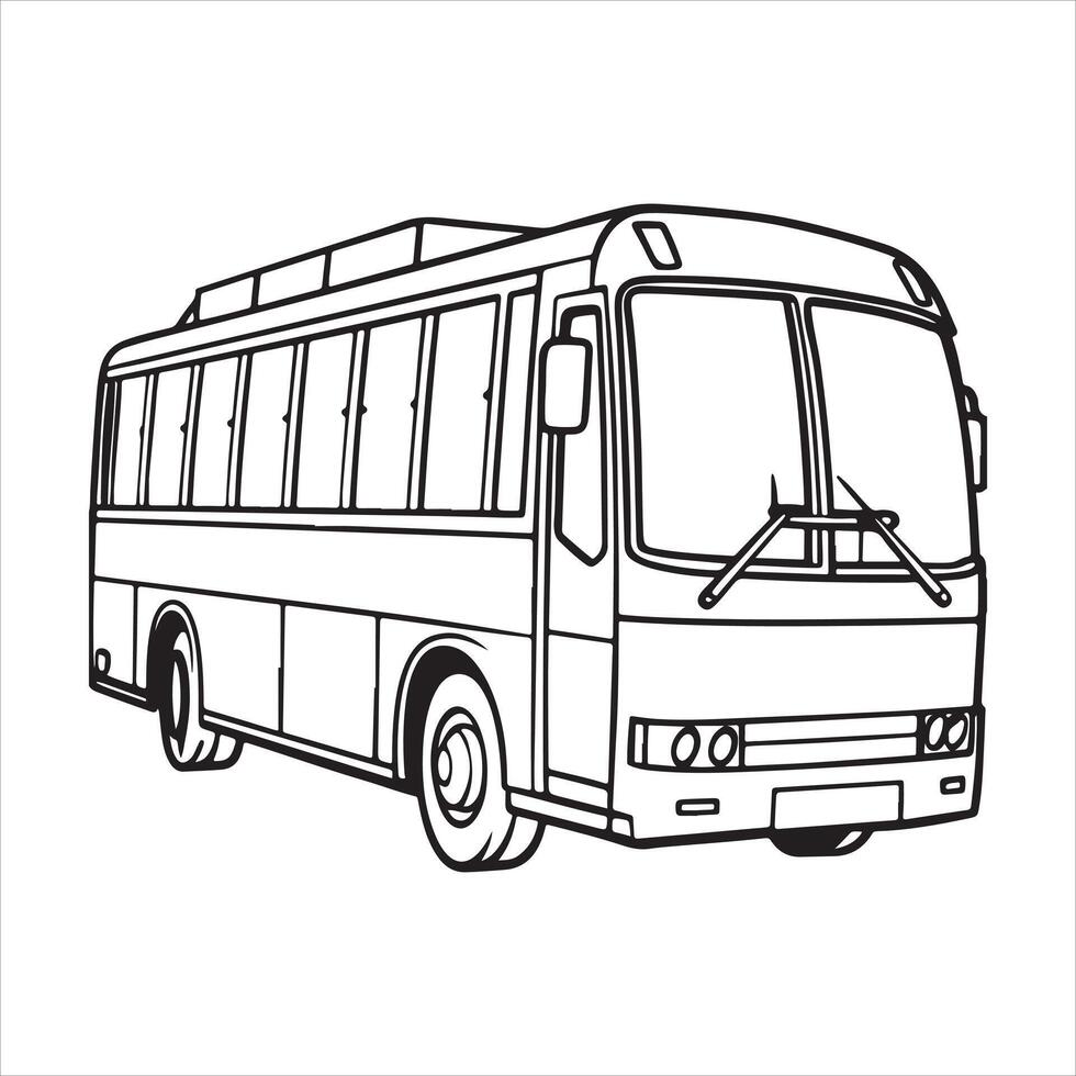 Bus Line Art Illustration EPS vector