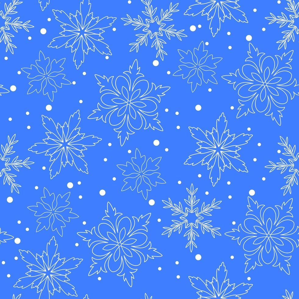 Seamless Pattern With Snowflakes On Blue Background vector