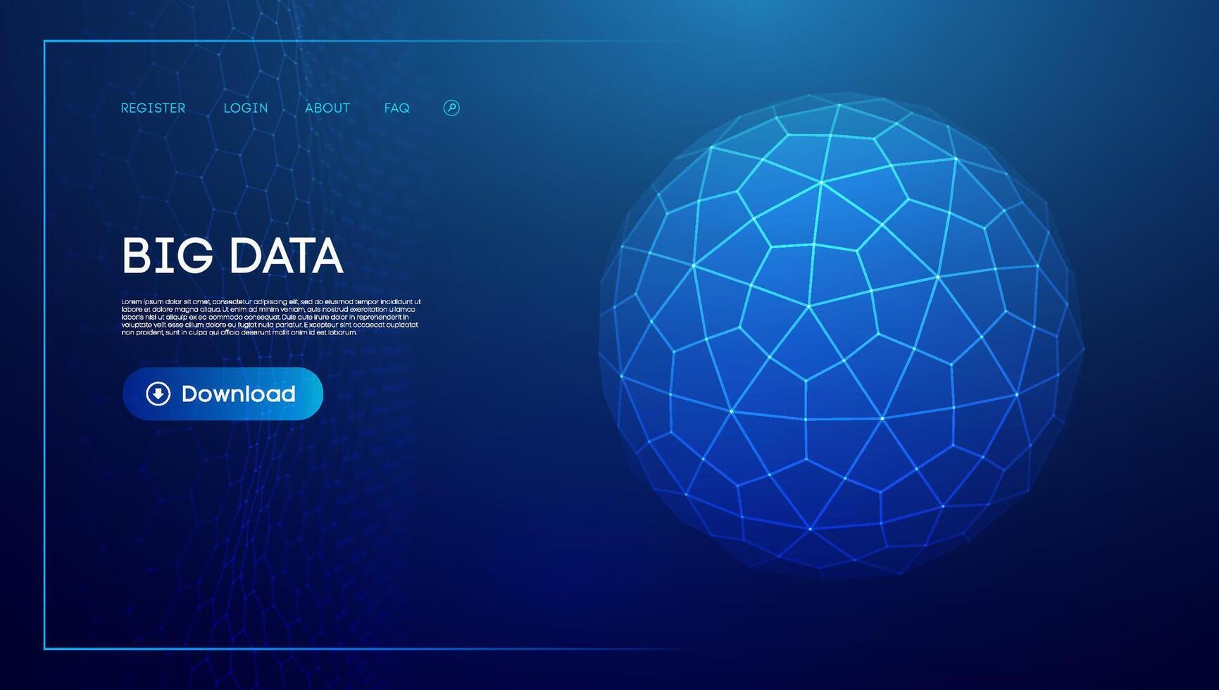 Abstract low poly sphere digital network background. Geometric futuristic blue techgnology background. Low poly wire frame design. vector