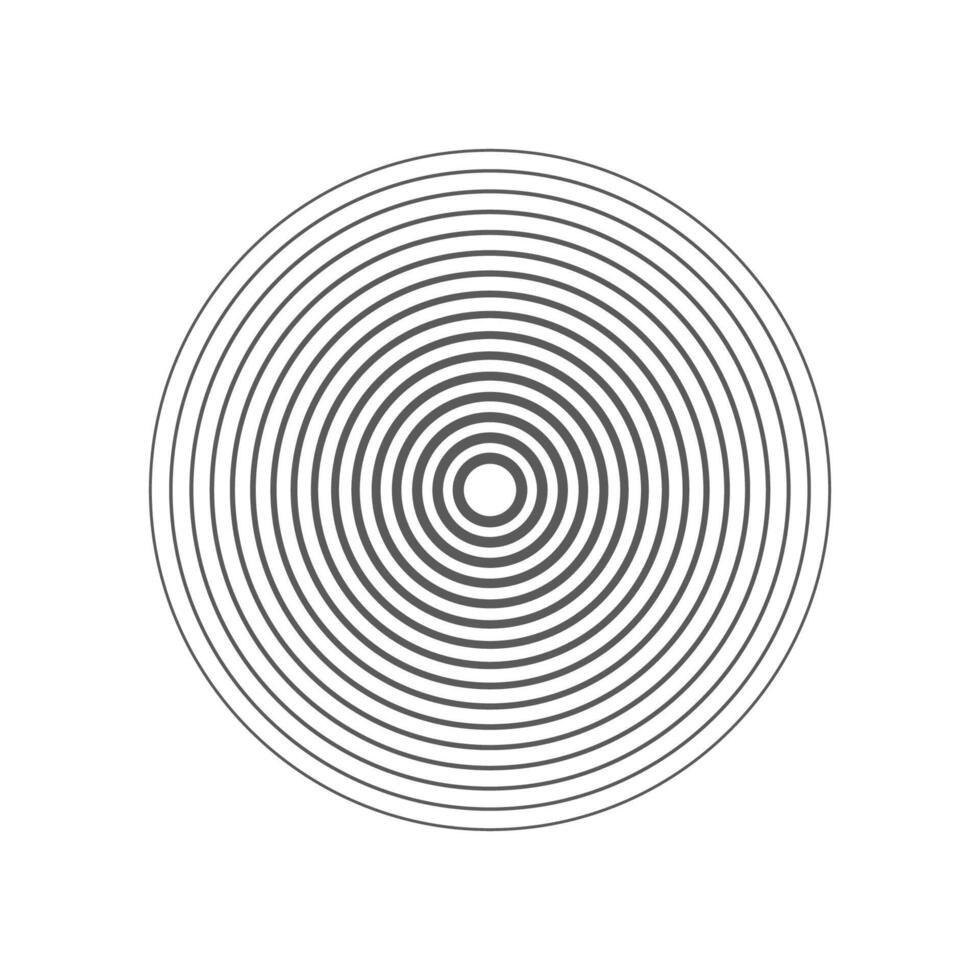 Minimalist circular design with evenly spaced concentric black lines on a white background. vector