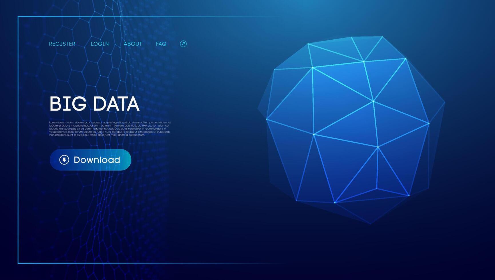 Abstract low poly sphere digital network background. Geometric futuristic blue tecgnology background. Low poly wire frame design. vector