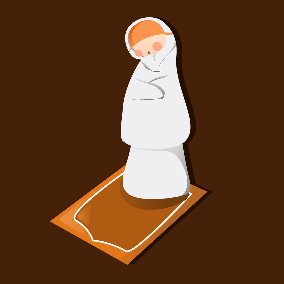 Muslimah do stand prayer movement in salat vector