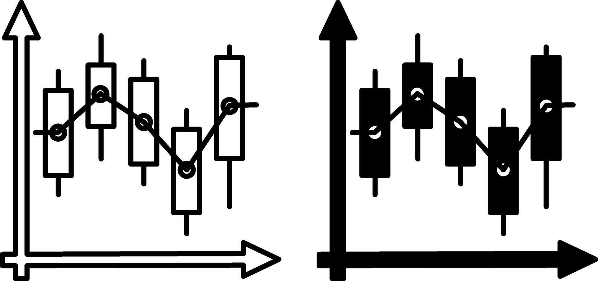 Candlestick Chart Icons. Black and White Illustrations. Chart and Japanese Candlesticks. Displaying Stock and Securities Stock Price Changes. Stock Market Concept vector