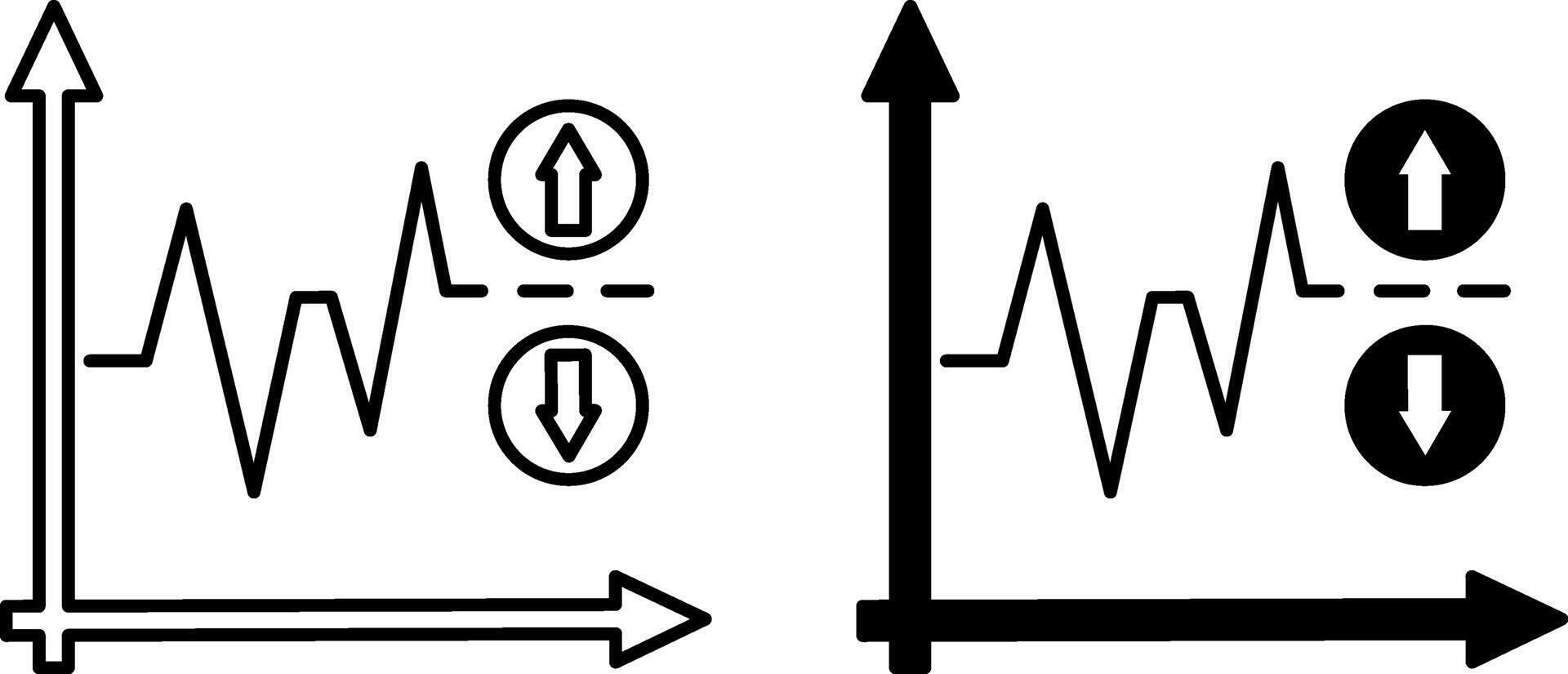 Volatility Icons. Black and White Illustrations. Stock or Securities Price Volatility. Graph, Statistical Financial Indicator. Stock Market Concept vector