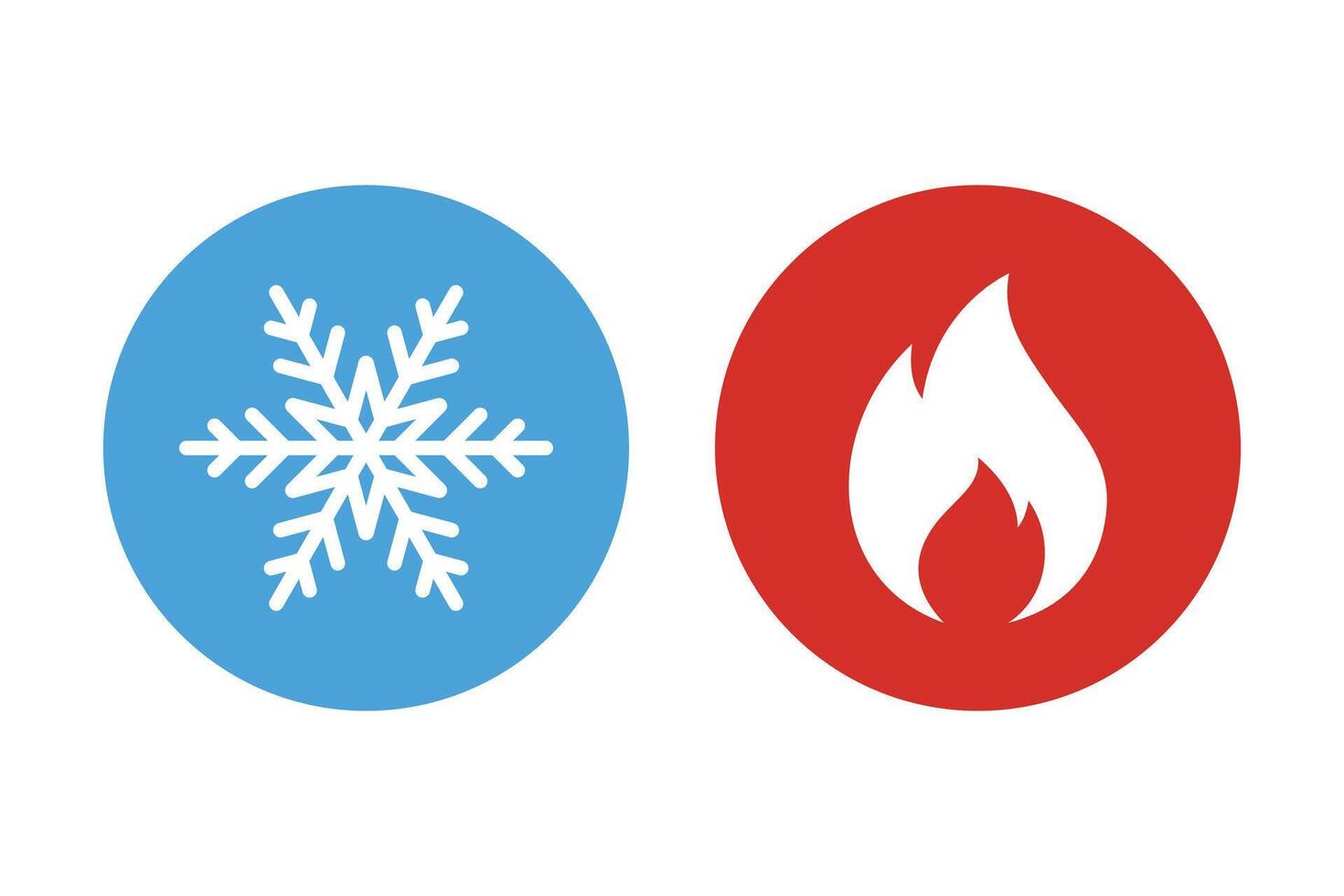 Hot and cold icons. Fire and ice sign. Snowflake and burning flame icon isolated on white background vector