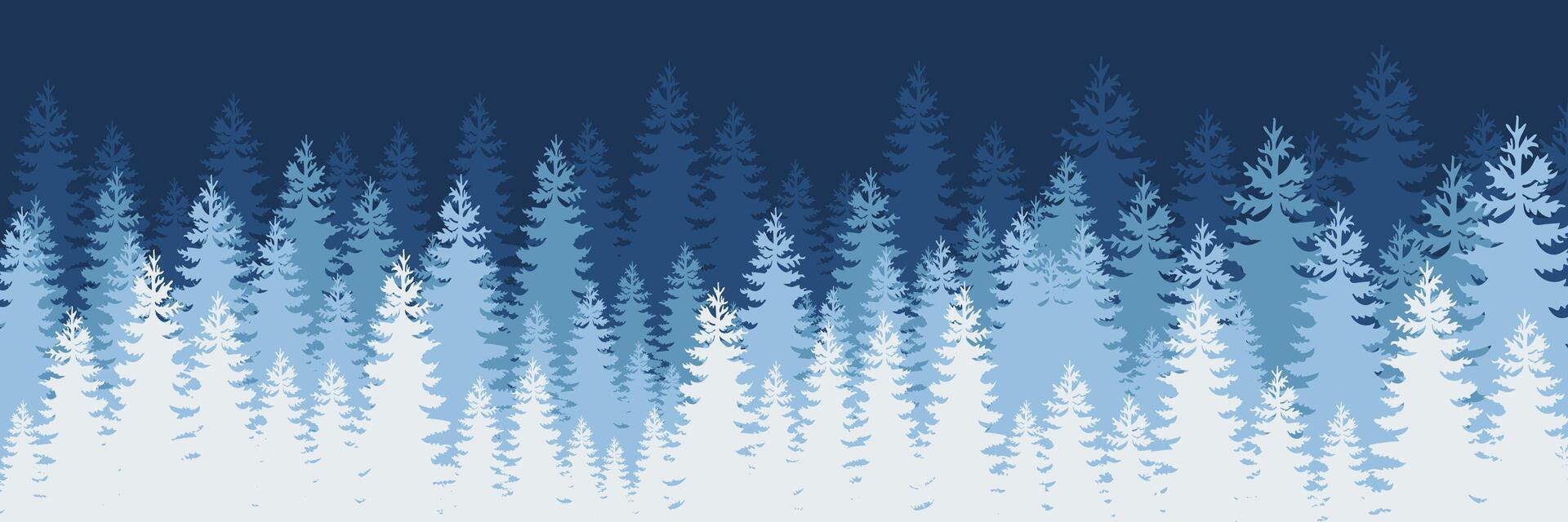 Christmas tree. Winter forest background. Pine, spruce, Christmas tree. Pine trees forest landscape. Silhouette pine tree panorama view. vector