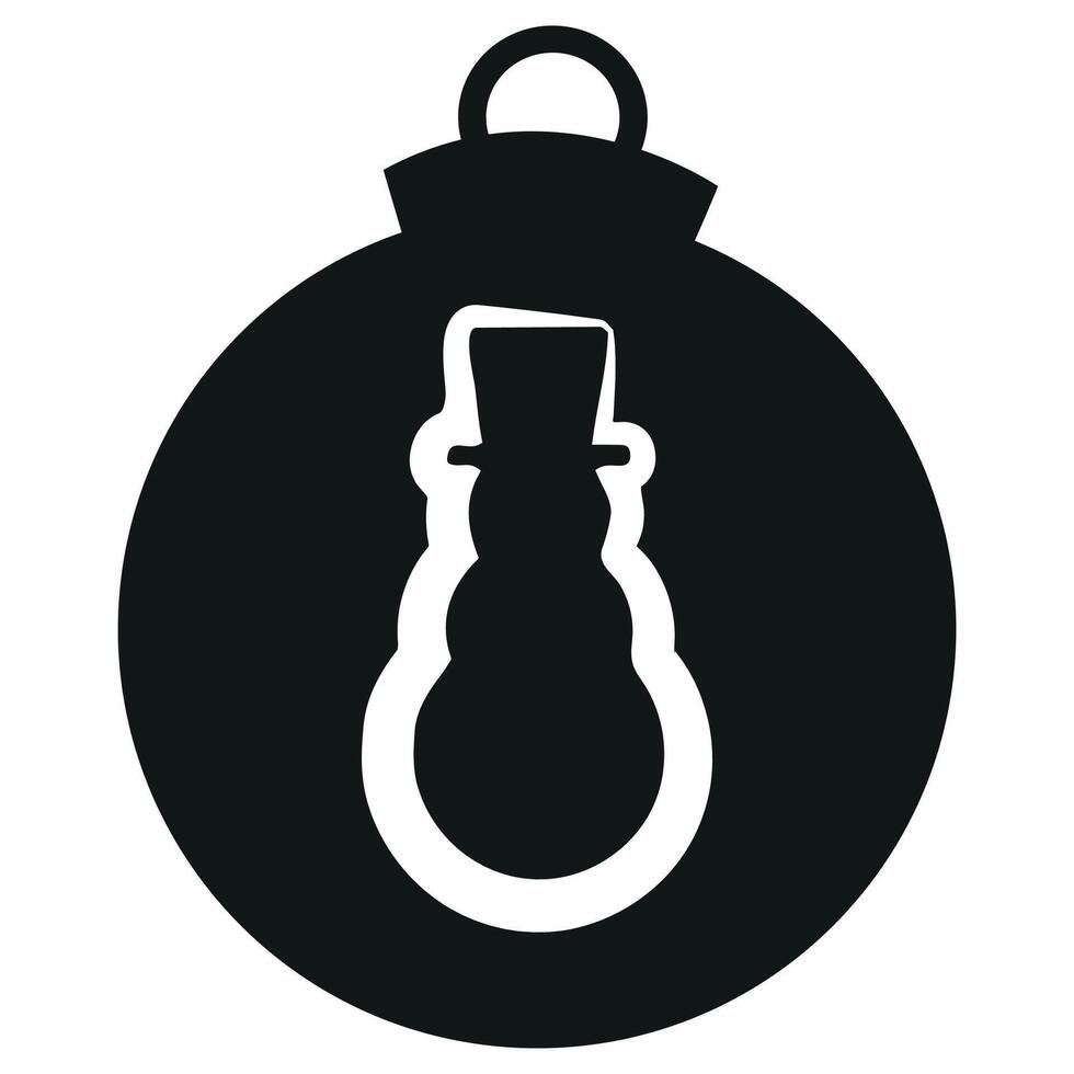 simple black silhouette of a round Christmas ball with a simple Christmas snowman icon, for a variety of designs vector