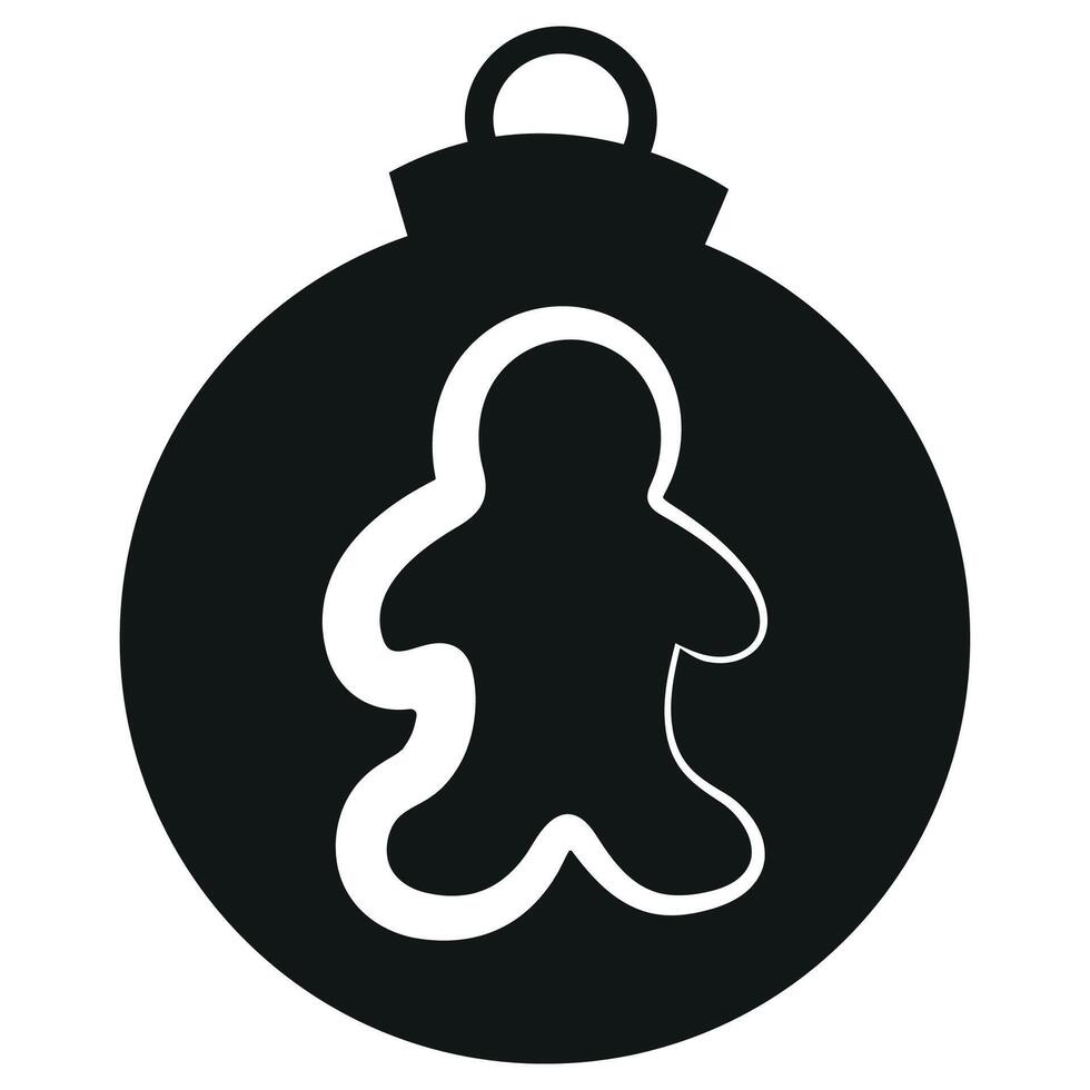 simple black silhouette of a round Christmas ball with a simple Christmas gingerbread icon, for a variety of designs vector